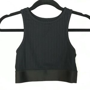 Planet Blue Blue Life Black Ribbed Workout Top